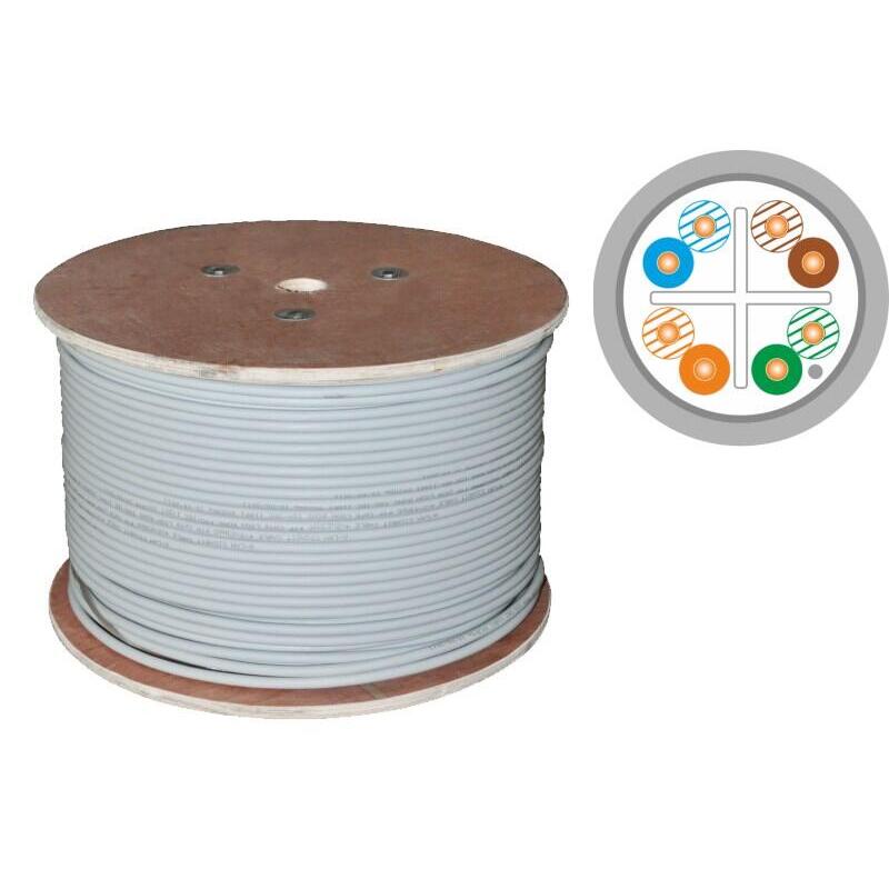 Q-Lantec Kabel F/Utp Kat.6, Sieciowy, Skretka, Pvc, Eca 4pr, 1gb/S (10gb/S Do 55m), Szary, 305m (Kif6pvc305q)