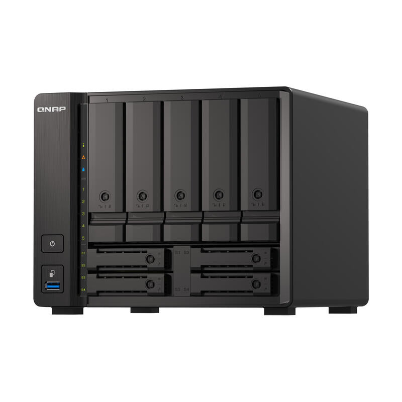 Qnap Ts-H973ax-32g 9-Bay Nas Amd Ryzen V1500b 32gb Ddr4 Sodimm 5x2.5in/3.5in Sata 6gbps + 2x2.5in U.2 Nvme Pcie Gen3 X4
