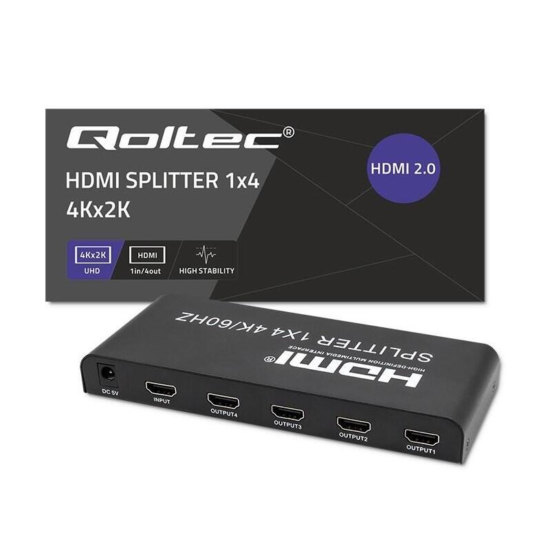 Qoltec 51799 Divisor Hdmi Activo 4 X Hdmi 4k X 2k 6gb/S 60hz