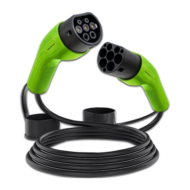 Qoltec 52474 Cable De Carga Para Vehículo Eléctrico Negro Type 2 5 M