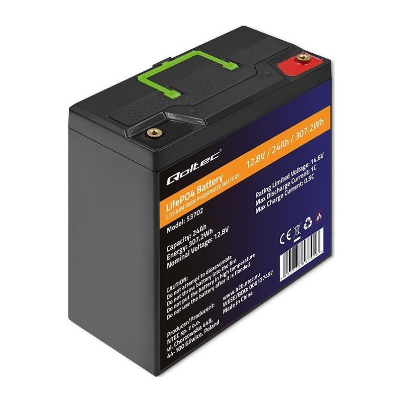 Qoltec Akumulator Lifepo4 Lifepo4 Litowo-Zelazowo-Fosforanowy 12.8v 24ah 307.2wh Bms