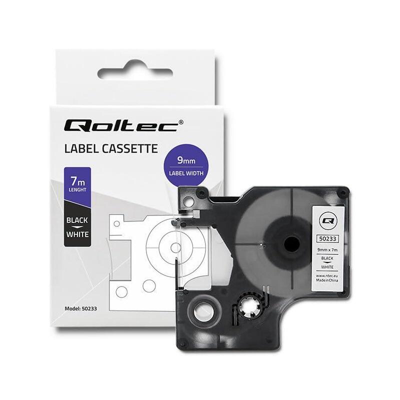 Qoltec Tape For Dymo D1 40913 9mm X 7m Blanco Negro Overprint