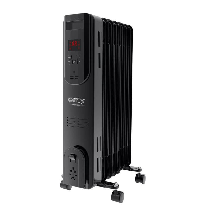 Radiador De Aceite Con Control Remoto, 7 Estrellas, Led, 3 Potencias De Calefacción: 600w-900w-1500w, Negro, Camry Cr 7812