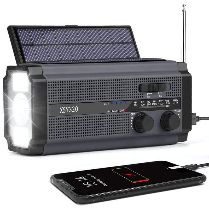 Radio De Emergencia Portátil 5000 Mah Gris Y Negro