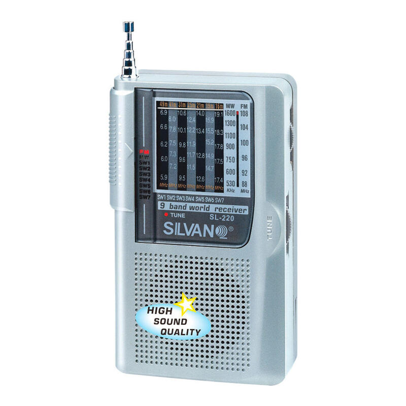 Radio Portatil 9 Bandas Sl-220; 11 X 6,3 X 2,8 Cm