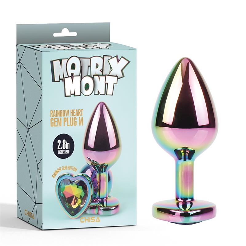 Rainbow Heart Plug Anal Multicolor Con Joya Talla M