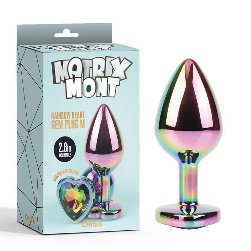 Rainbow Heart Plug Anal Multicolor Con Joya Talla M