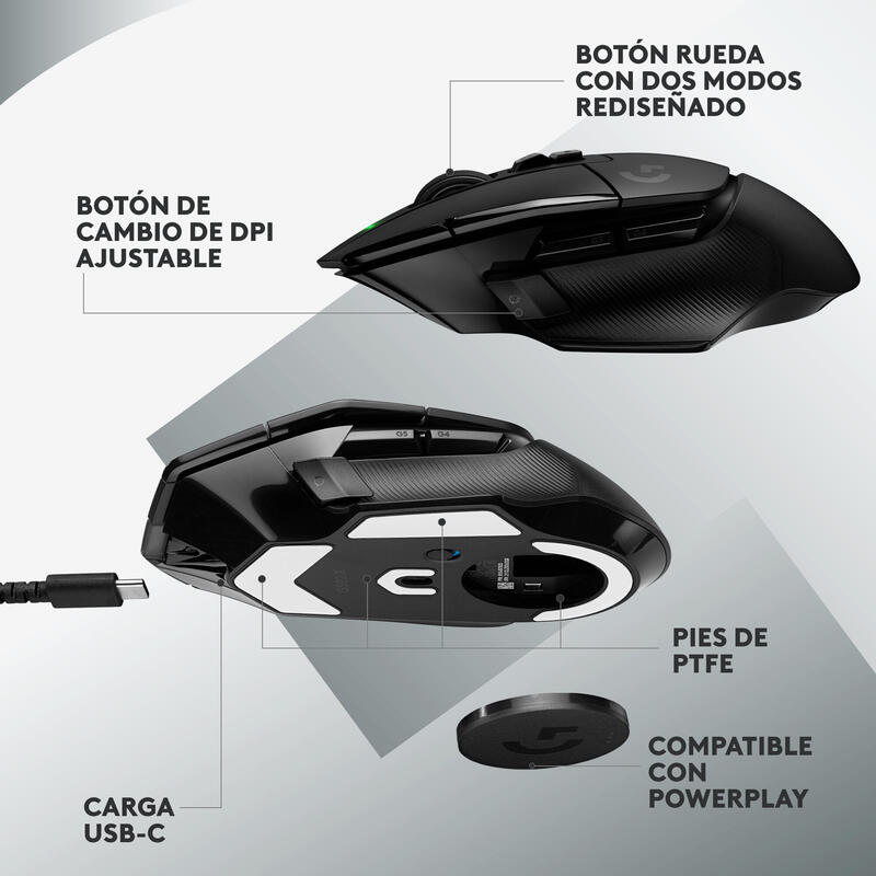 Raton Logitech G G502 X Lightspeed Gaming Optico Inalambrico 25600ppp Negro