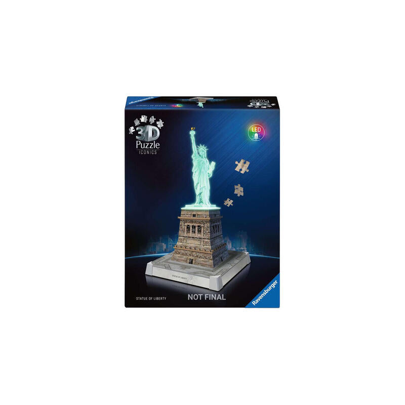 Ravensburger 3d Puzzle Iconics: Statue Of Liberty - Con Luz 108 Partes 12008027