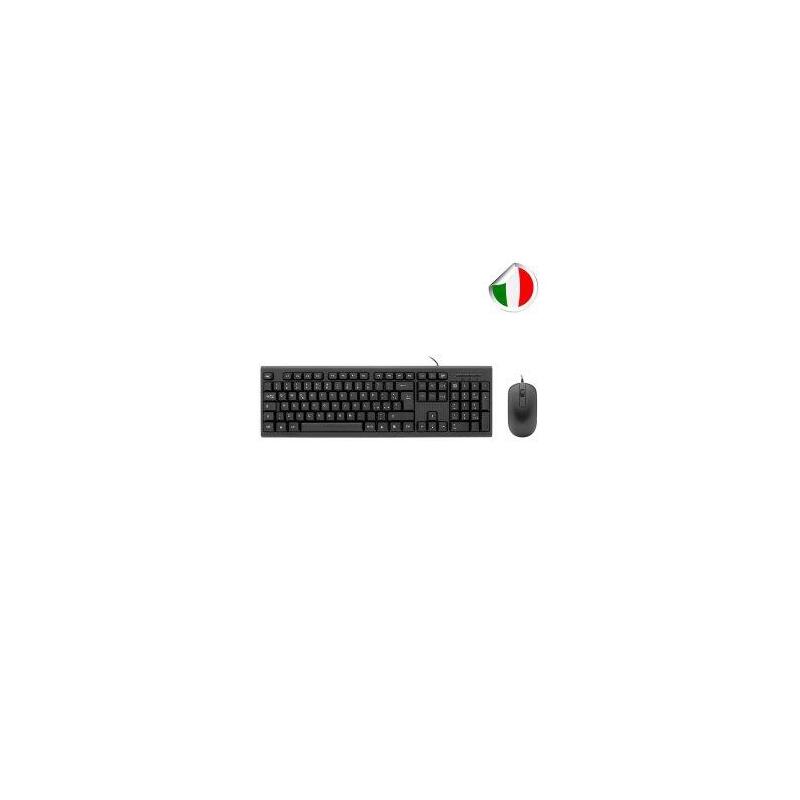 Reacondicionado - (Km0) Teclado Y Mouse Coolbox Color Negro Resistente A Salpicaduras 1000dpi Italiano Cash30