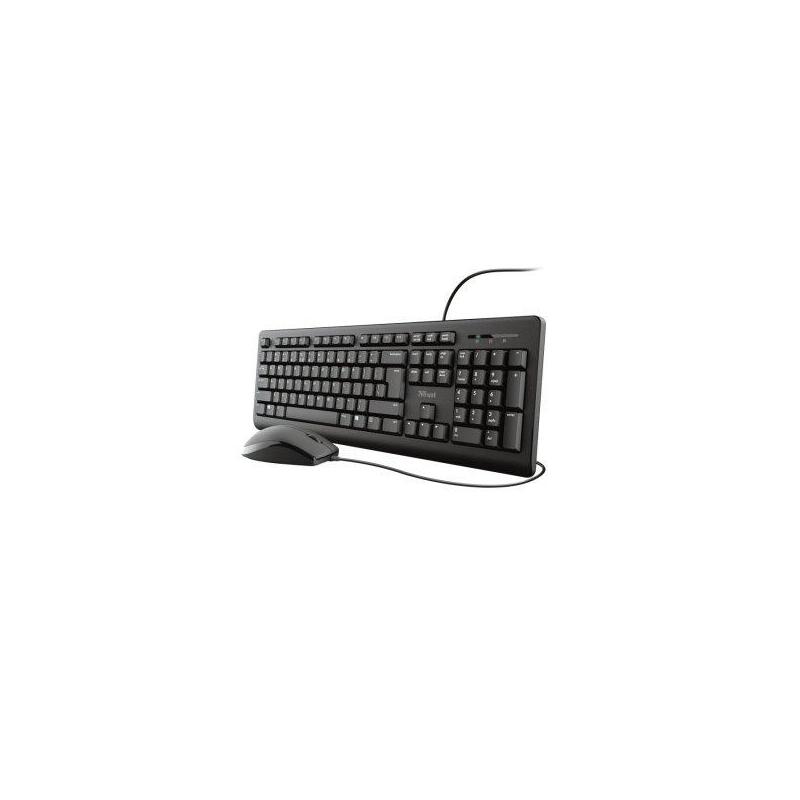 Reacondicionado - (Km0) Teclado Y Mouse Trust Tkm-250 Silencioso Resistente A La Caida De Liquidos Cable 1.8m Cash30