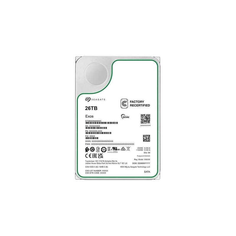 Reacondicionado Seagate Exos 26 Tb (Sata 6 Gb/S, 3,5") St26000nm000c-Fr