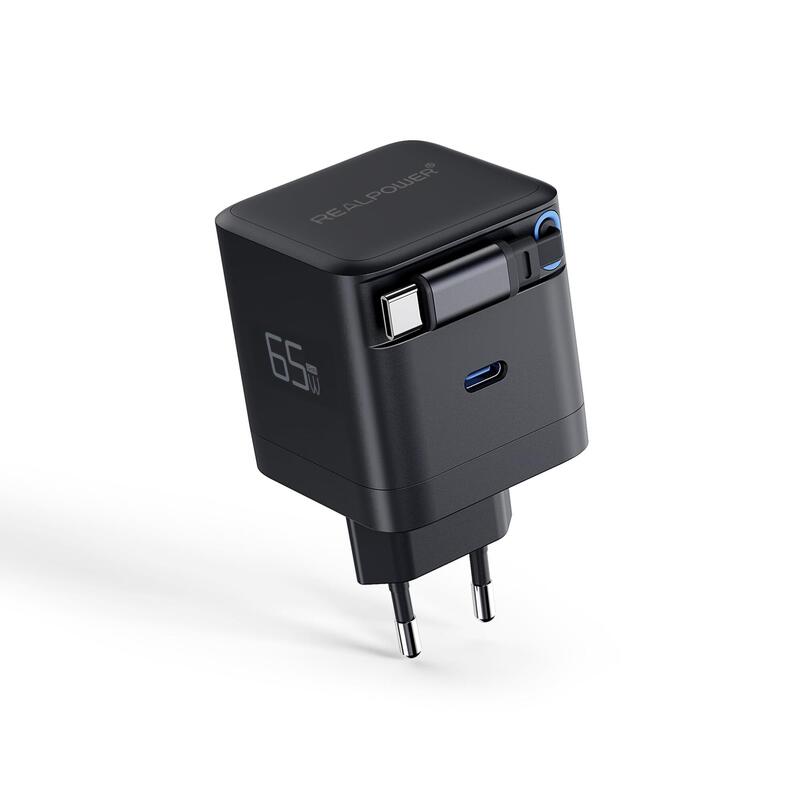 Realpower Gan Charger 65w Negro,65 Watt,2x Type-C