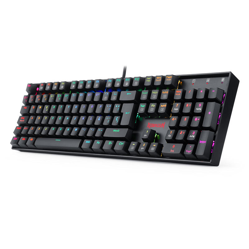Redragon Mitra Teclado Mecánico Gaming Switch Azul Rgb Español España Negro