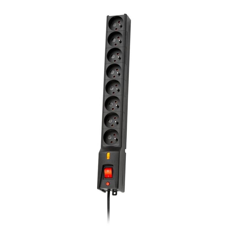Regleta Con Protección Contra Sobretensiones Lxa 816, 3l, 3,0m, Negra