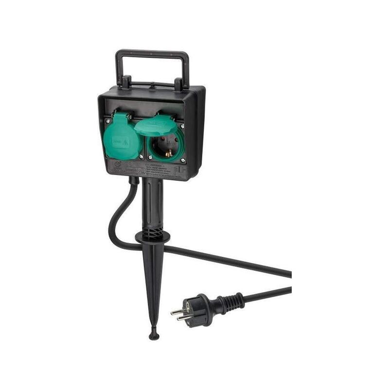 Regleta De 2 Tomas Exterior Ip44 Temporizador Goobay
