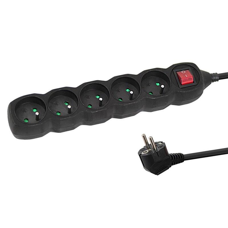 Regleta Esperanza Elk216k Base Múltiple 5 M 5 Salidas Ac Interior Negro