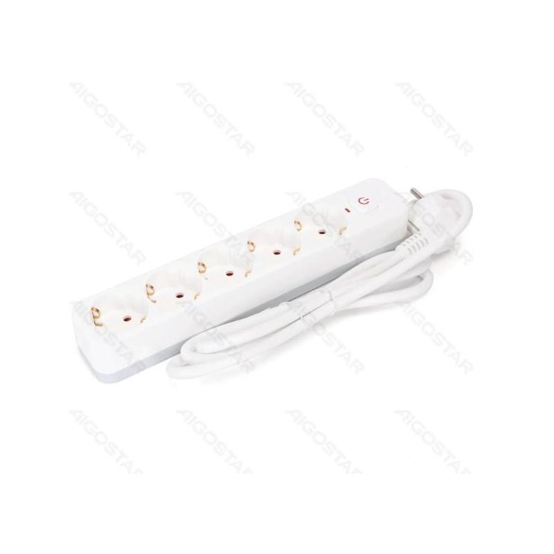 Regleta Protectora Serie L 5 Tomas Con Interruptor 1.5 M Blanca Aigostar