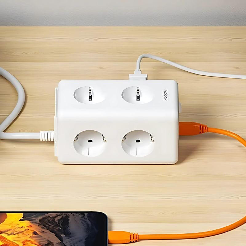 Tessan Ts-306ts-C 6 Tomas Ca + 2 Usb-A + 1 Usb-C - Regleta De Enchufes