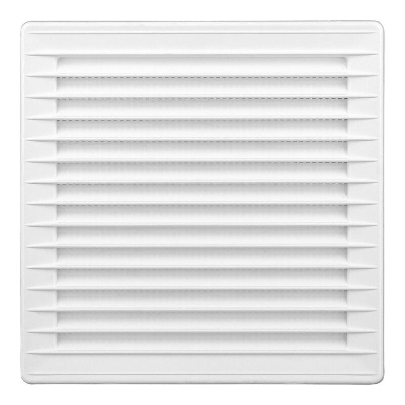 Rejilla Ventilación Cuadrada Empotrable Ajustable Ø 80-150 Con Mosquitera 170x170x11,5mm Abs Blanca