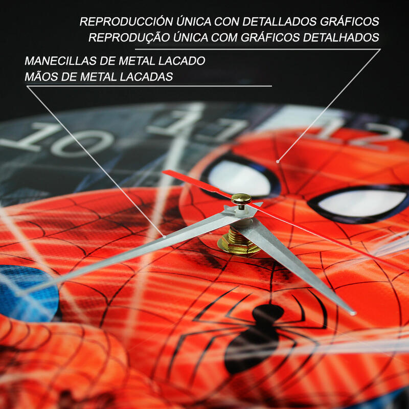 Reloj De Pared Leotec Brillo Spiderman 001 Negro
