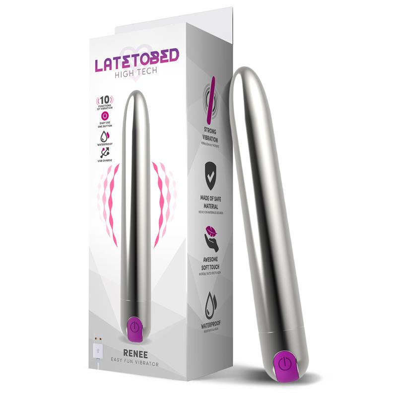 Renee Vibrador 10 Funciones Usb Plata