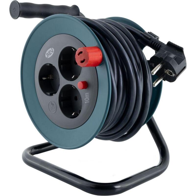 Rev Kabeltrommel Mini 3-Fach 10m Petrol/Schwarz 0010042100