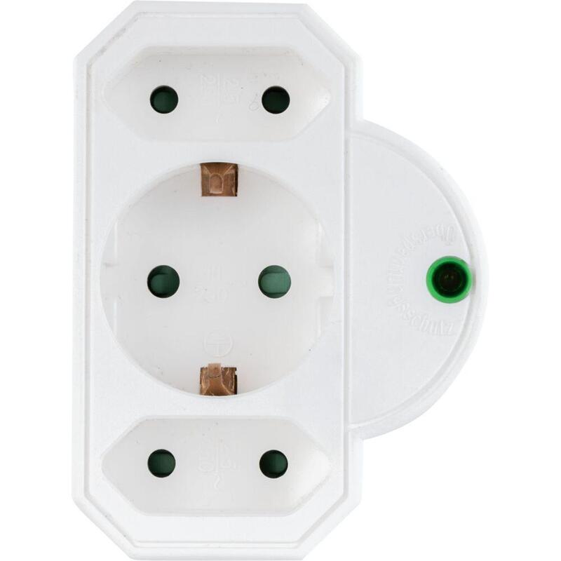 Rev Steckdosenadapter 3-Fach Mit Überspannungsschutz, Weiss