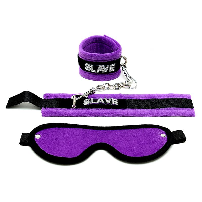 Rimba Bondage Play Esposas Y Antifaz Color Púrpura