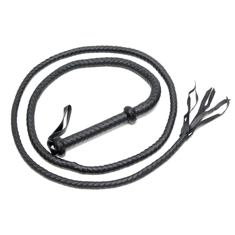 Látigo Trenzado Cuero Negro 250 Cm