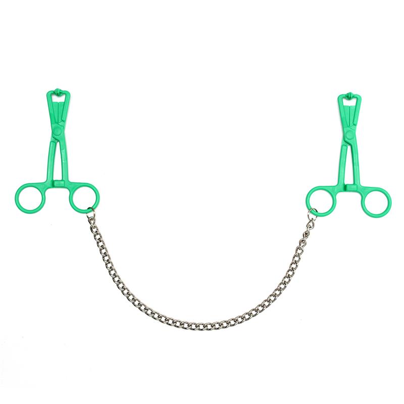 Pinzas Pezones Con Cadena Verde