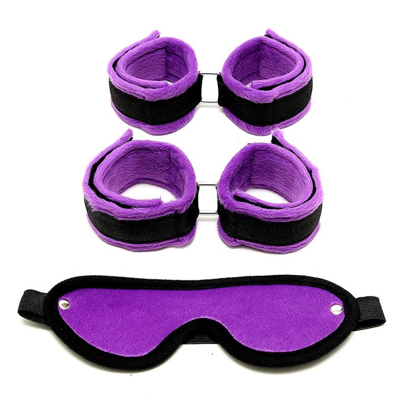 Rimba Bondage Play Set De Esposas Para Tobillo Y Muñecas Color Púrpura