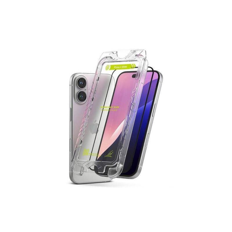 Ringke Iphone 15/ 16 Screen Protector Premium Easy Slide Tempered Glass 9h With Installation Jig (2pcs) Transparent