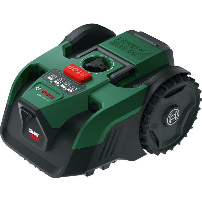 Robot Cortacésped A Batería Visimow18v-200 De Bosch (Para Superficies De Hasta 200 M², Anchura De Corte: 18 Cm, Altura De Corte 20-60 Mm, Con Cuchillas De Repuesto, Incl. Batería Y Cargador) 06008e1102