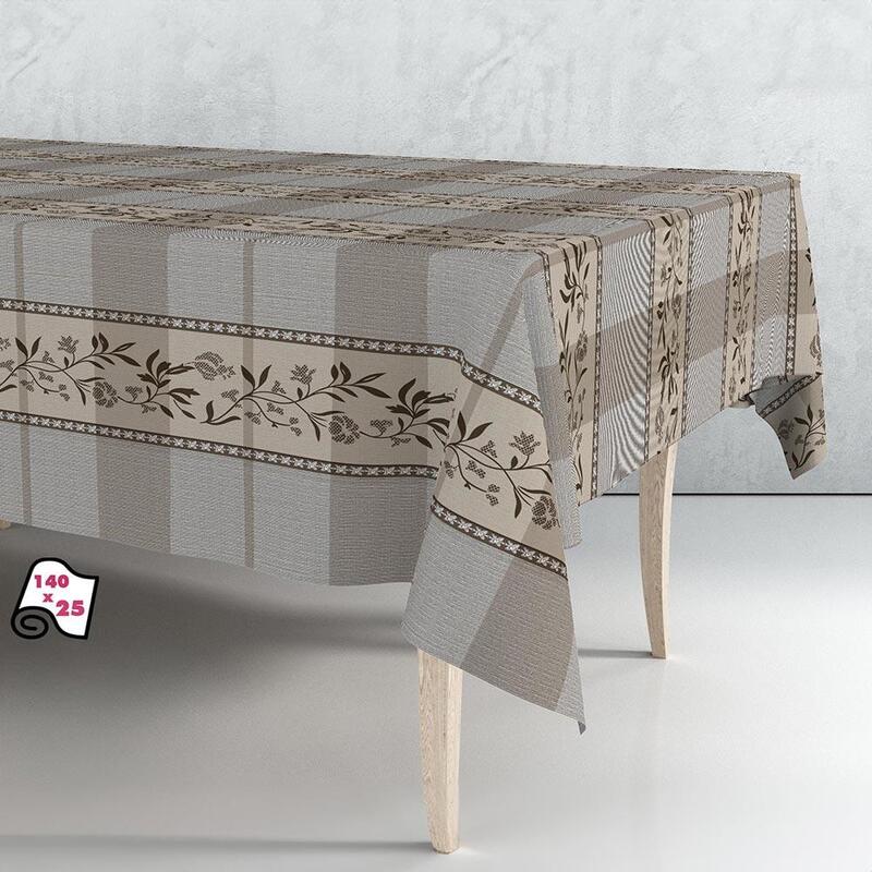 Rollo De Hule Mantel Beige-Marrón 140cm X 25m Exma