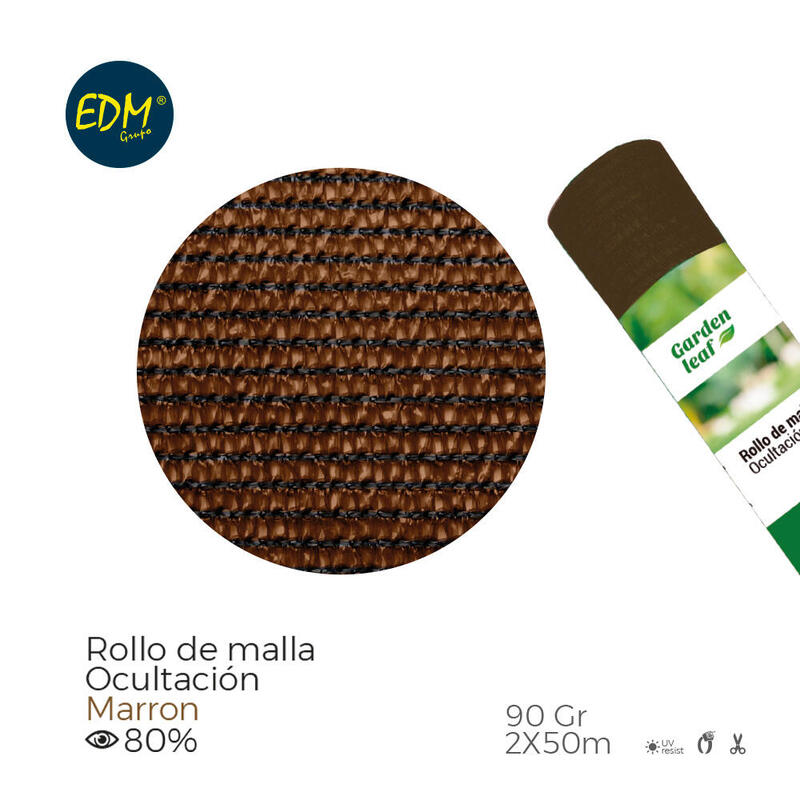 Rollo De Malla De Ocultacion Color Marron 90gr 2x50m Edm