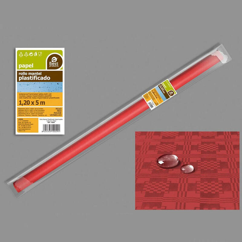 Rollo Mantel Plastificado Rojo 5x1,2m