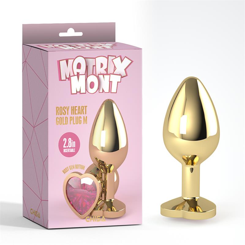 Rosy Heart Plug Anal Dorado Con Joya Talla M
