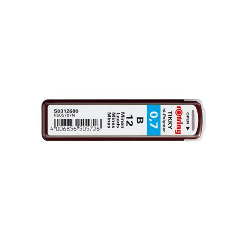 Rotring Plomo Fino Emaño Minas Finas 12 Piezas 0,7 B