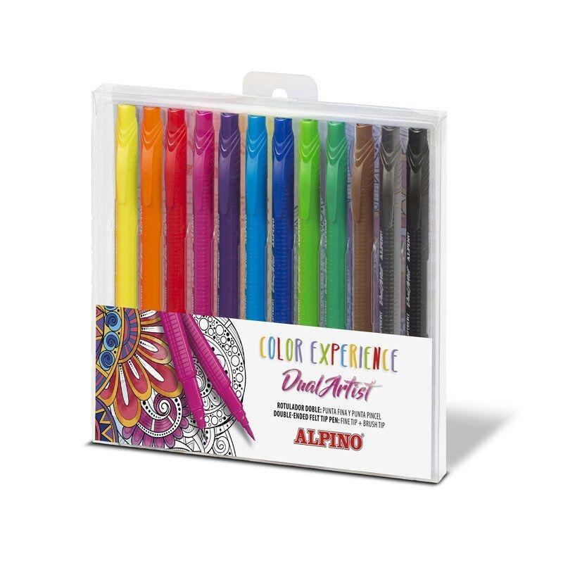 Rotuladores Doble Punta Alpino Color Experience Dual Artist Ar000186/ 12 Unidades/ Colores Surtidos