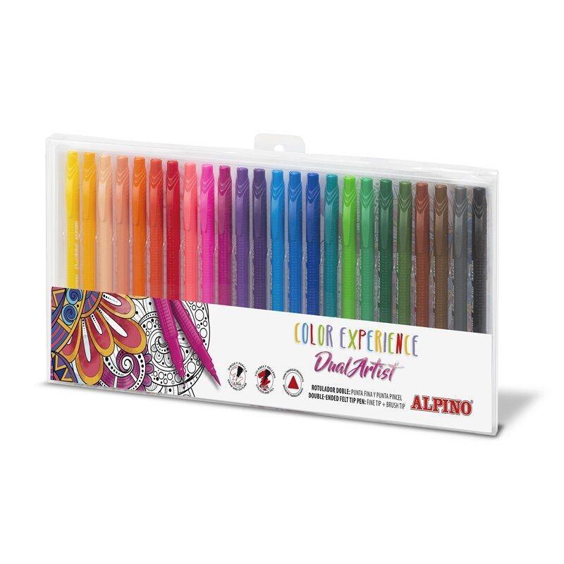 Rotuladores Doble Punta Alpino Color Experience Dual Artist Ar000187/ 24 Unidades/ Colores Surtidos