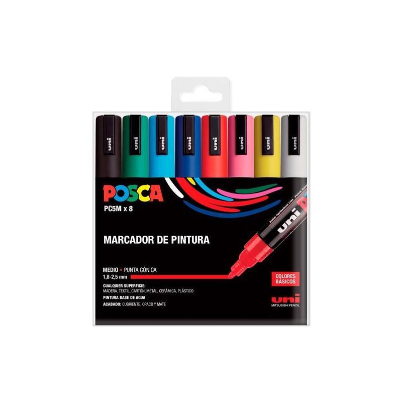 Rotuladores Posca Pc-5m Set De 8 Colores Básicos