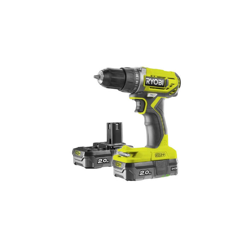 Taladro Atornillador Inalámbrico Ryobi One+ R18dd2-220s, 18 Voltios Verde/Negro, 2 Baterías De Iones De Litio De 2,0 Ah, Bolsa 5133003821