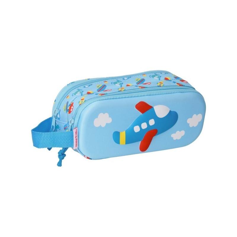 Safta Avion Portatodo - Cremallera - Asa Lateral - Azul Claro