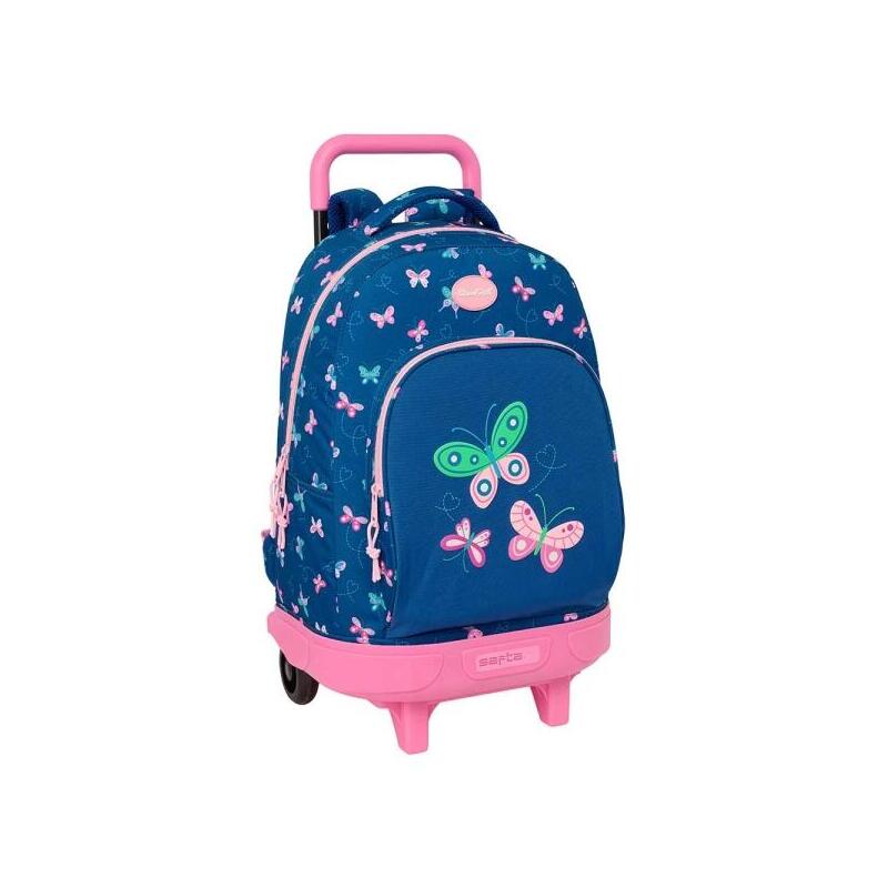Safta Blackfit8 Mariposas Mochila Con Carro - Extraible - Bolsillo Frontal - Portabotellas - Tirador Doble - Hombreras