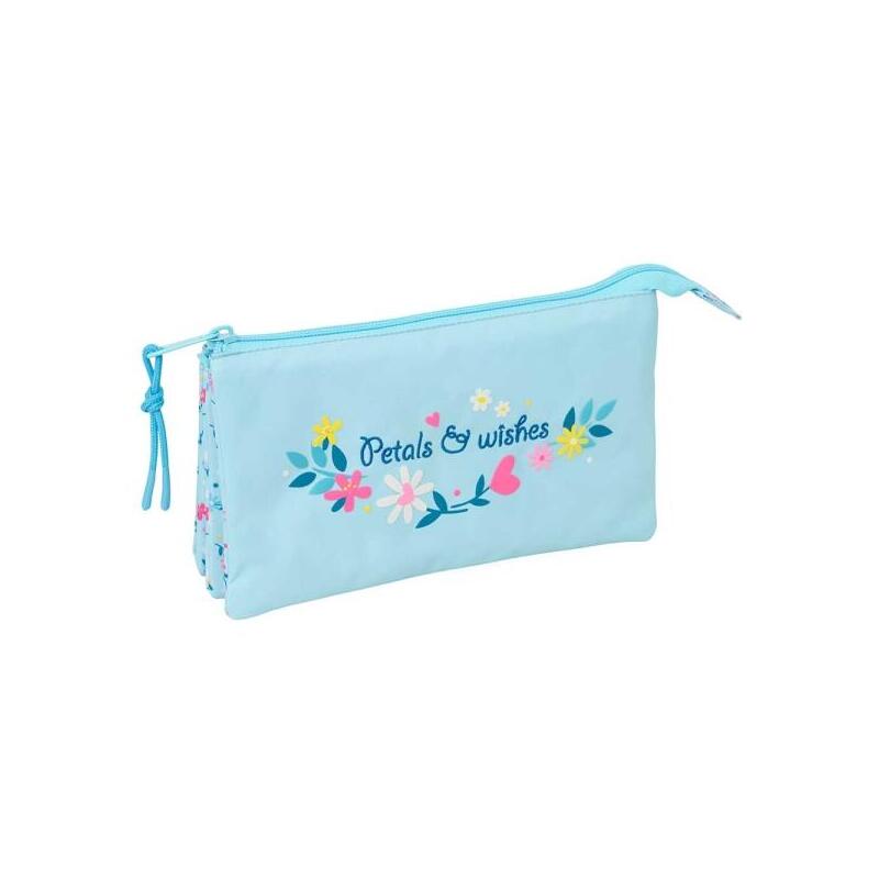 Safta Blackfit8 Petalos Portatodo - 3 Compartimentos Con Cremallera - Bolsillo Interior Central - 22x12x3cm - Color