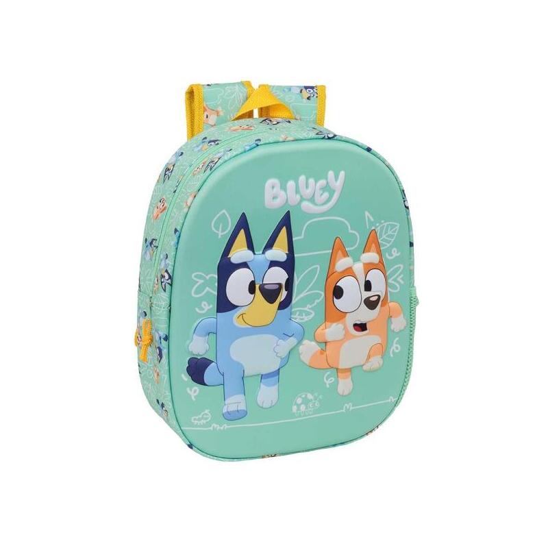 Safta Bluey Mochila 3d - Portabotellas - Hombreras Acolchadas - Asa De Mano Superior - 27x33x10cm - Menta
