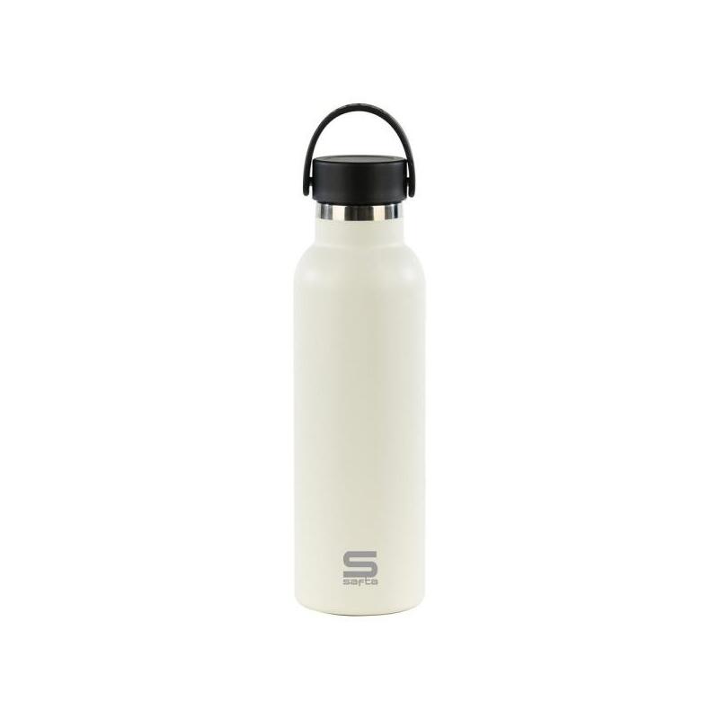 Safta Botella Termo De 600ml - Acero Inoxidable - Asa Superior - Blanco