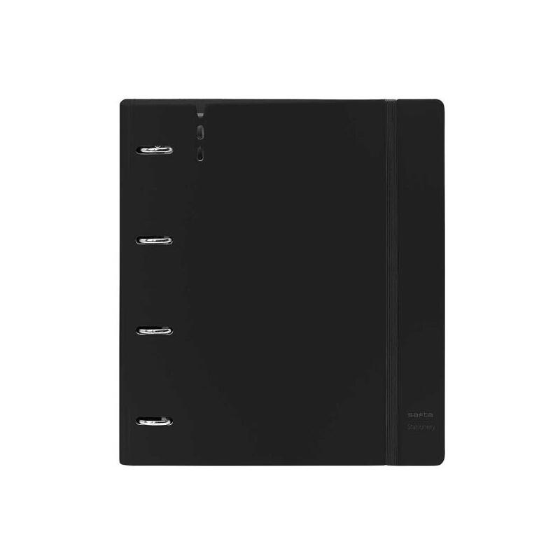 Safta Carpeta Con 4 Anillas 35mm - Tapas De Pp Foam - Recambio 100 Hojas - Cierre Elastico - Ranura Para Boligrafo -