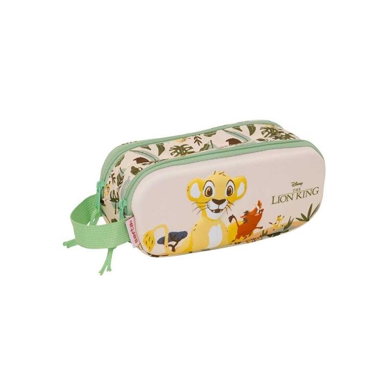 Safta El Rey Leon Portatodo 3d - 2 Compartimentos Con Cremallera - Asa Lateral - Capacidad 1l - 21x8x6cm - Color